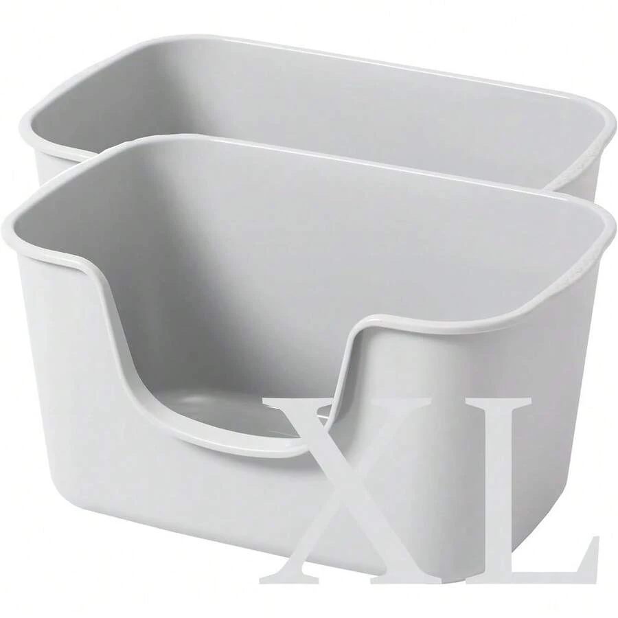 Caja de arena para gatos, caja de arena extragrande - Blanco - Ver 1