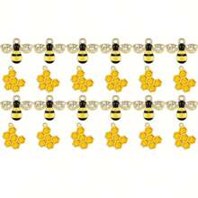 6/12/24 peças aleatórias liga mista abelha favo de mel em forma de decoração pingente jóias fazendo acessórios de decoração pulseira colar tornozeleira decoração acessórios para aniversários, aniversários, festas, presentes, férias na praia, festas, presentes de casamento jóias fazendo acessórios