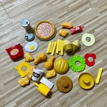 80 件/60 件/40 件逼真食物汉堡、薯条、披萨套装、厨房烹饪角色扮演玩具、配件丰富、手眼协调、亲子互动、生日礼物 - 彩色 - 查看 11