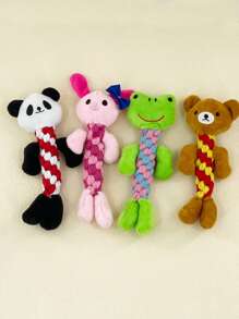 1pc Cute Animal Style Cat/Dog Lover Gift And Dog/Cat Mom Love Pet Plush Doll With Rope Twist Chew Doll For Interaction & Dental Care, Cat Lover And Cat Mom Love Dog Lover And Dog Mom Love Soft Plush Animal Doll