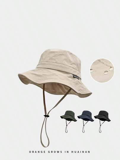 New Fashion Personalized Bucket Hat, Unisex Outdoor Sun Hats With Drawstring, Suitable For Hiking, Fishing, Summer