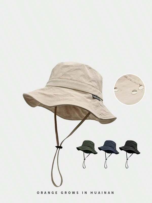 New Fashion Personalized Bucket Hat, Unisex Outdoor Sun Hats With Drawstring, Suitable For Hiking, Fishing, Summer