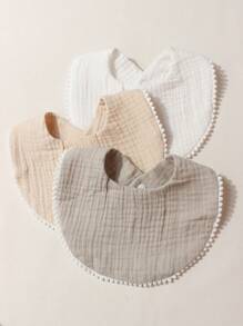 Conjunto de 3 baberos/pañuelos para babear de algodón 100% de gasa de color caramelo lindos para bebé, adecuados para uso diario