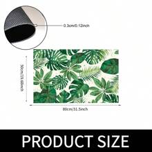1pc Green Plant Printed Anti-Slip Silicone Mud Kitchen Rug, 3D Rectangular Carpet For Living Room, Bedroom, Corridor, Bathroom, Laundry Room - Polyester, Suitable For Indoor And Outdoor Home Decor