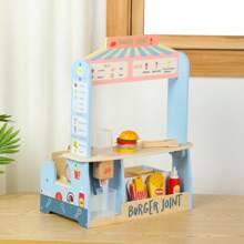 儿童汉堡店厨房木制食物厨房玩具礼物学习教育玩具角色扮演 - 彩色 - 查看 3