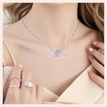 PARCOM 1 pieza Conjunto de joyas de moda con diseño de infinito enchapado en plata, adecuado como regalo de cumpleaños, festividad o joyería perfecta