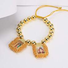 1 Pulsera con medalla de escapulario chapada en oro, cuentas de cobre, Virgen María de Guadalupe, joyería religiosa de regalo - Brazalete encantado - Ver 2