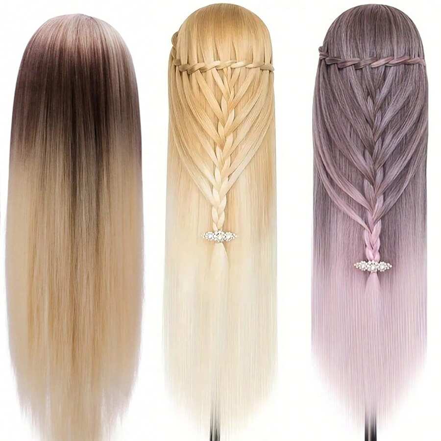 Cabeza de maniquí para prácticas de cosmetología, muñeca para entrenamiento de peinados, trenzados y peluquería