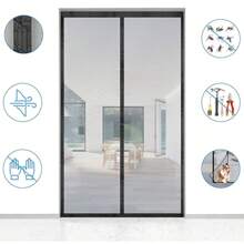 Magnetic Fly Screen Balcony Door, Stronger Magnets, Fly Screen Doors, No Drilling, Insect Protection Balcony Door, For Balcony Door/Patio Door, Black - màu đen - Xem 1