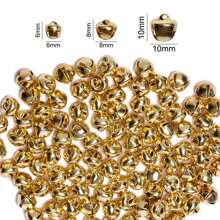 100/50Pcs/Lot 6mm/8mm/10mm Golden Nickel Color Christmas Jingle Bells Pendant DIY Mini Bell For Xmas Earrings Decoration - 金色 - 查看 2