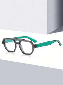 1 par de gafas de hombre de moda estilo aviador con doble puente y lentes transparentes