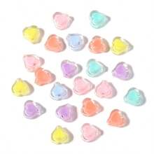 100pcs Acrylic Transparent Candy Color Cute Cartoon Flower Heart Bead For DIY Friendship Bracelet Necklace Anklet Hair Clip Headpiece Beaded Accessories, Suitable For Gifts, Parties And Festivals (Random Color)