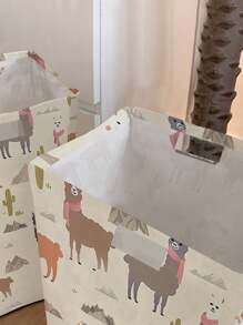 1 Rectangular Storage Basket With Animal Print Pattern, Foldable Box With Handle, Dirty Clothes Basket, Suitable For Living Room And Kitchen Clutter, Ideal For Organizing Socks And Accessories Home Bedroom Clothes Storage Organizer Closet Organization And Storage