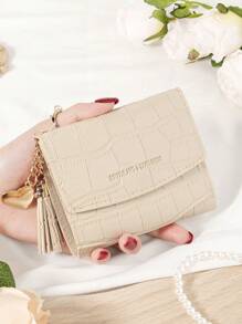 Burgundy Bag Charry Red Bag Wine Red Bag,Fashionable Burgundy Purse, Women's Short Wallet, 3-Fold Design, Multi-Card Holder, Bank Card Organizer, Credit Card Storage, Coin Pocket, Photo Window, Premium Leather, Love Charm, Tassel Pendant, And Stone Pattern, Ideal Travel Bag And Gift Bags For Girlfriend, Mother, Teacher, Valentine, Daily Use, Travel Essentials, Office, Shopping, Back-To-School Supplies, Must-Have Wallet For Women And Card Holder