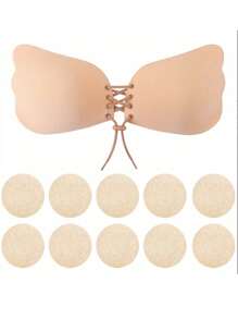 1pair Invisible Stick-On Lift Bra, Strapless Strappy Push Up Self-Adhesive Bra, Women's Lingerie Accessories Sticky Bra,Strapless Sticky Bra Open Back Bra Invisible Bra Silicone Nipple Cover Boob Pads Women's Push Up Bra - Multicolor - View 18
