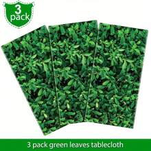Giant 54" X 108" Green Leaf Printed Photo Backdrop, 3D Waterproof Leaf Background Photography Studio Props, Green Leaf Tablecloth For Bathroom, Party, Birthday Decor (3-Pack) - Green - View 3