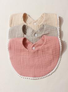 Set de 3 baberos de muselina de algodón lindos para bebé, adecuados para uso diario - Multicolor - Ver 1