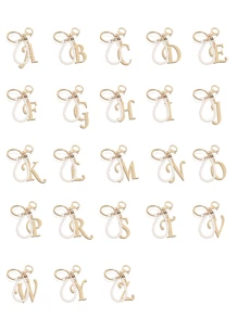 优雅珍珠镶嵌字母钥匙扣，3D字母吊坠，可拆卸珍珠链，时尚合金钥匙圈，背包挂饰，汽车钥匙链，适合女性日常使用，情侣礼物，经典简约钥匙扣，装饰品，包包配件，送给朋友、家人、爱人、女友的绝佳礼物，重要场合，节日纪念品 - 彩色 - 查看 2