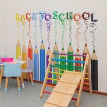 BRUP 1pc PVC Watercolor Cartoon Digital Train Pattern Creative Wall Stickers, Removable Decals For Nursery Schools, Classroom & Playroom Wall Decor & Home Aesthetics Wall Art Bedroom Decor Home Decor Living Room Wall Paper Party Decorations Living Room Decor Bedroom Office Decor Home Decor Items Personalised Stickers - Multicolor - View 11