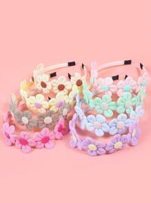 Conjunto de 4 tiaras para meninas, acessórios fofos de cabelo de girassol, faixa de cabelo macia para meninas, para estilizar festas e atividades ao ar livre - Multicolorido - Ver 2