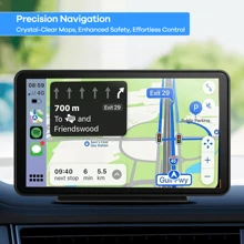 REMAX 7-Inch Car Multimedia Video Player Wireless Carplay And Wireless Android Auto Portable Universal Car Monitor Witch Camera, Carplay Fiat 500, Plug And Play Carplay, Stable Classic Choice - Black - View 7