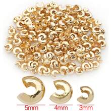 30pcs 18K Gold Plated Crimp Bead Covers Metal Half Round Open Copper Brass Crimp Beads Knot Covers Caps For Jewelry Making Findings 3/4/5mm - Buckle - View 6