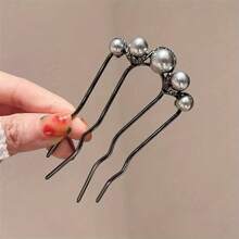 2pcs Elegant Faux Pearl Bun Maker - Special 4-Claw Comb, Suitable For Curly And Long Hair Styling Combs For Hair Side Comb