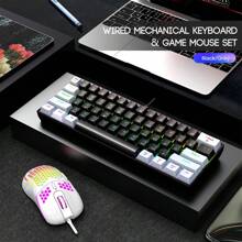 7KEYS 60% Gaming Keyboard, Numeric Keypad And Mouse Set. This Mini Gaming Keyboard Has 61 Keys And Features True RGB Backlighting. Suitable For PC Gamers, Typists, Travelers And Business Users. It Is Easy To Carry. - S61 Mechanical Keyboard-black Gray-set - View 7