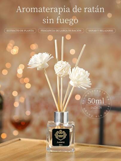Set de aromaterapia de 50ml, ambientador con fragancia fresca floral y afrutada, aromaterapia duradera, difusor de aire para el hogar, decoración para el hogar, incluye varillas con flores, la mejor opción para regalar.