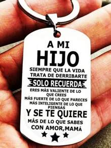 1pc Stainless Steel Spanish Language Military Tag Keychain, Gift For Son, Birthday, Anniversary, Graduation, Blessing