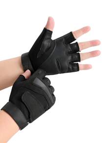 1 Pair Men's Half-Finger Outdoor Sports Cycling Gloves, Thickened & Anti-Slip Palms, For Training