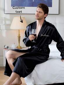 1pc Personalized Men Dressing Gown Kimono Bathrobe Full Length, Men Robes Sleepwear,Wedding,Wedding Accessories,Bridesmaid Gifts