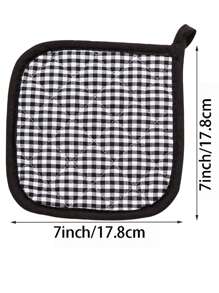 4pcs Plaid Cotton Insulation Heat Resistant Mat, Christmas Trivet Set Suitable For Kitchen Hot Pot Rack, Oven Pads For Cooking, Baking, Black Color