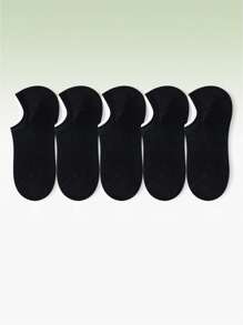 5 pares de calcetines de tobillo de algodón delgado, transpirables y absorbentes del sudor, de unicolor para mujer, anti-olor