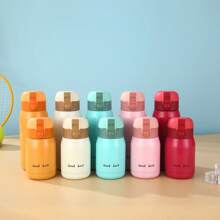 1 件创意迷你可爱不锈钢双层隔热玻璃杯，带背带和独特弹跳设计水瓶，适合返校使用