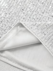 Sequin V-Neck Sleeveless Top, Elegant Tank Top For Spring And Summer - White - View 4