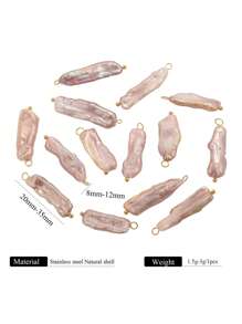 1PC Natural Fresh Water Baroque Pearl Elegant Stainless Steel Bent Pin Pendant DIY Necklace Earrings Jewelry - Multicolor - View 7