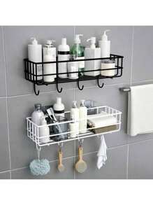 Półka łazienkowa, półka na toaletę, wieszak na ręczniki papierowe, wodoodporna i bezuderzeniowa łazienka nad toaletą, przechowywanie kosmetyków łazienkowych, przechowywanie butelek z przyprawami kuchennymi, montaż bezuderzeniowy, w tym 2 naklejki bezśladowe, wodoodporna i odporna na wilgoć, duża nośność, półka łazienkowa zaprojektowana dla osób, które dążą do czystego i wygodnego życia Wystrój łazienki w domu Organizer łazienkowy Lato