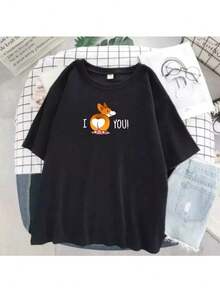 Camiseta I love You Fofo Dog Camisa Blusa Unissex Masculino Feminino 100% Algodão Top Premium Streetwear Lançamento Varias Cores!! Plus Size - Preto - Visão 1