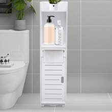 Armadio contenitore per il bagno, porta-rotolo di carta igienica, mobiletto di archiviazione per bagno da posizionare accanto al water per spazi ridotti, con porta-rotolo, adatto per bagno, soggiorno e altro - decorazione bianca per il bagno di casa, organizzatore di make-up estivo, per la ripresa della scuola