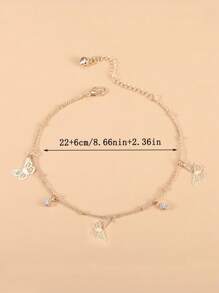 1 pieza de Tobillera dulce y elegante con dije de mariposa bañada en oro para niñas jóvenes