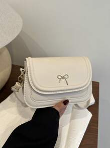 Bolsa de silla de montar con lazo y unicolor, bolso bandolera y cruzado versátil para mujeres con decoración de herrajes, apto para compras, carteras, jóvenes, estudiantes universitarios, recién llegados y trabajadores de cuello blanco. Es muy adecuado para oficinas, universidades, trabajo, negocios, trayectos, actividades al aire libre, viajes y salidas