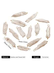 1PC Natural Fresh Water Baroque Pearl Elegant Stainless Steel Bent Pin Pendant DIY Necklace Earrings Jewelry - Multicolor - View 5