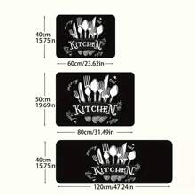 1pc/2pcs/3pcs Black & White Kitchen Mat - Crystal Velvet Material, Anti-Fouling Anti-Slip, Machine Washable, Suitable For Sink, Bedroom, Living Room And Dining Room - Multicolor - View 3