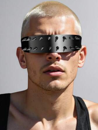 1pc Cyberpunk Wide-Rim Glasses Cool Rivet Fashion Glasses For Photography, Party For Summer Beach Vacation,Outdoor,Travel