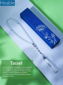1 pieza 33 cuentas de rezo de cristal, artesanía tradicional, combinación de fe y arte, islámico, esencial para la oración devota, caja de regalo minimalista de moda (varios colores)