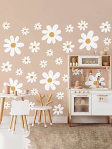 12 Sheets Daisy Wall Decal Flowers Wall Stickers, Large Cute Daisy Stickers White Flower Decals Ready To Peel And Stick Nursery Bedroom Living Room Home Decor, Bohemian Wall Stickers Wall Decor Baby Room Wall Stickers Summer Window Stickers Daisy Stickers Bedroom Wallpaper.(There Is A Thin Film On The Outside That Needs To Be Removed Before Use.) - White - View 4