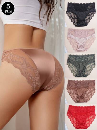 5st/pack Romantiska kvinnor Spets Comfy Trosor Sexiga underkläder
