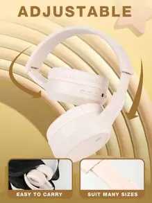 Gerripuer M2 Foldable Extendable Wireless Bluetooth Headphones, USB-C Charge, Dual Mic, Suitable For Phone, Gaming, Online Classes, Beige & Khaki Color, Affordable Gift For Valentine/New Year - Apricot - View 6