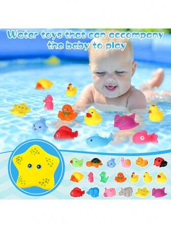 10 件儿童洗澡玩具，各种漂浮橡胶动物玩具，适合浴缸和泳池玩耍，儿童洗澡时间，浴缸派对，生日礼物，复活节彩蛋填充物